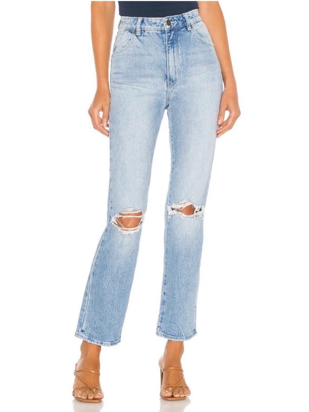 Rolla’s • Original High Rise Straight Jeans Rip Knee in G’Day Mate